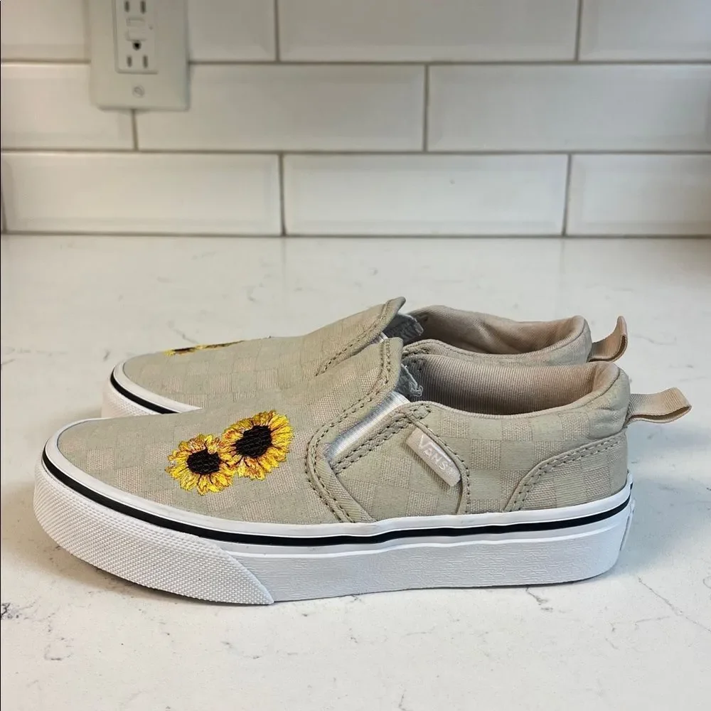 Vans® Asher Sunflower Kids' Slip-On Shoes Size 13